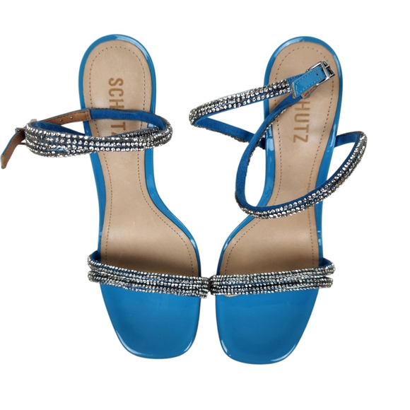 Schutz Altina Glam NWOT Blue Embellished Jeweled Stiletto Heel Prom Women Size 8 - Picture 9 of 14